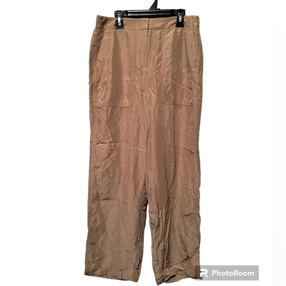 Reimagined by J. Crew Size 6 Linen Blend Tan Wide Leg Comfort Pants Lounge - Picture 2 of 7